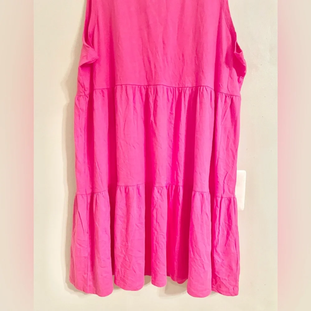 NWT- J. Crew Pink Sleeveless Tiered Mini Dress In Cotton Poplin Size XL - Picture 4 of 9